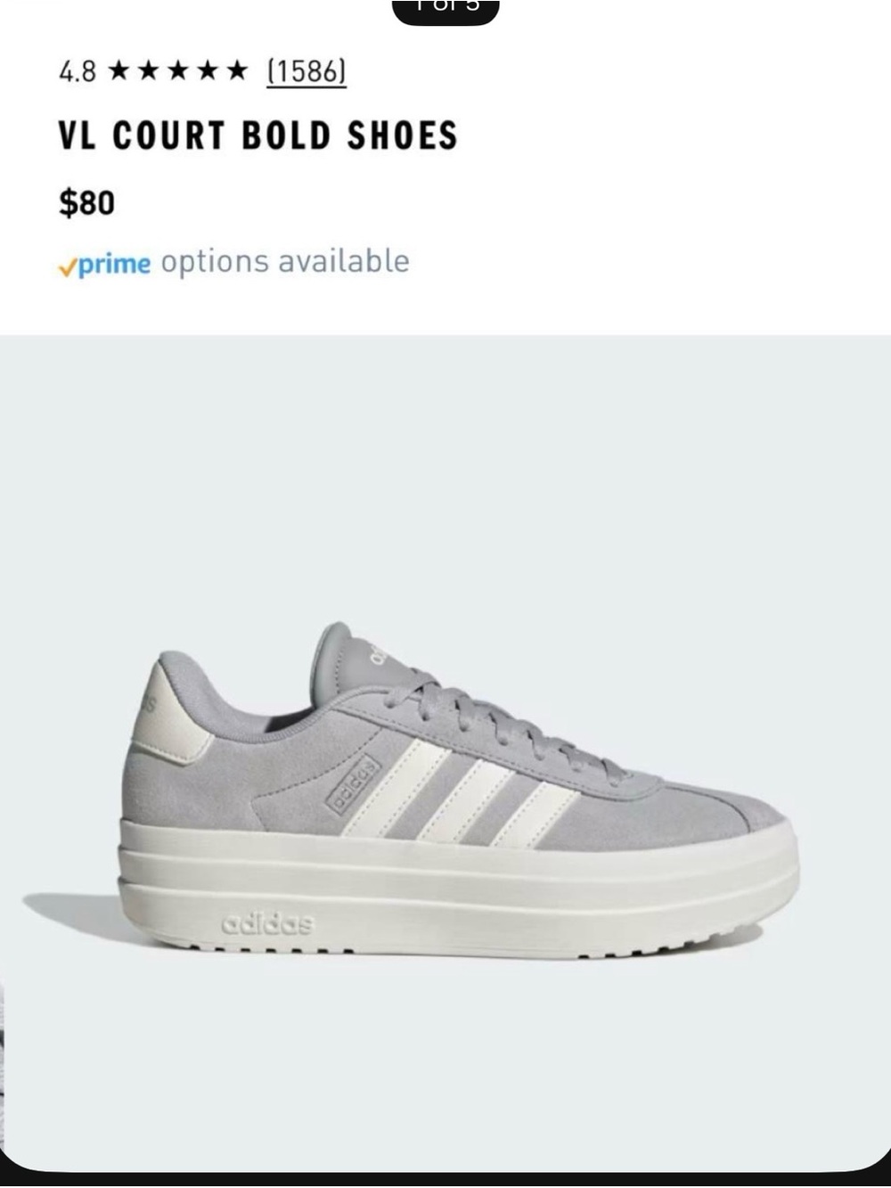 adidas VL Court Bold Women’s Sneakers in light gray and off-white